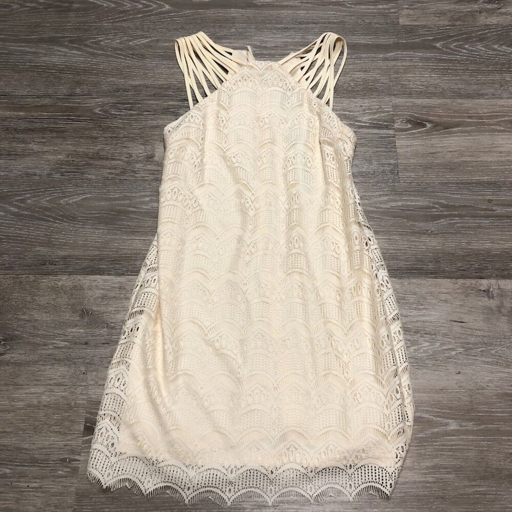 She + Sky‎ Womens Size Large Crochet Lined Cream Midi Slip Dress Cottage Core